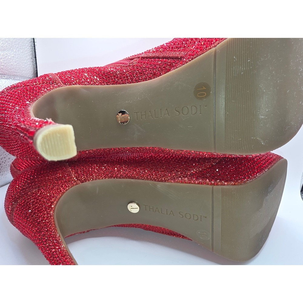 Thalia Sodi Chiara Red Rhinestone Platform Stiletto Ankle Boots SY961A-18T 10M - Picture 5 of 9